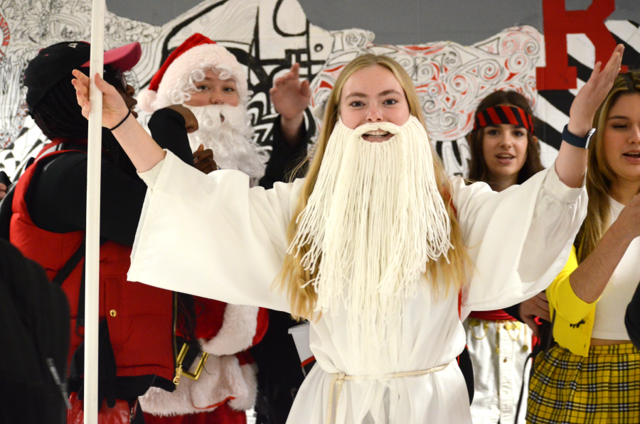 YOU SHALL NOT PASS Dressed as Gandalf the White, Rachel Speckard, senior, takes part in Costume Day with her friends. 