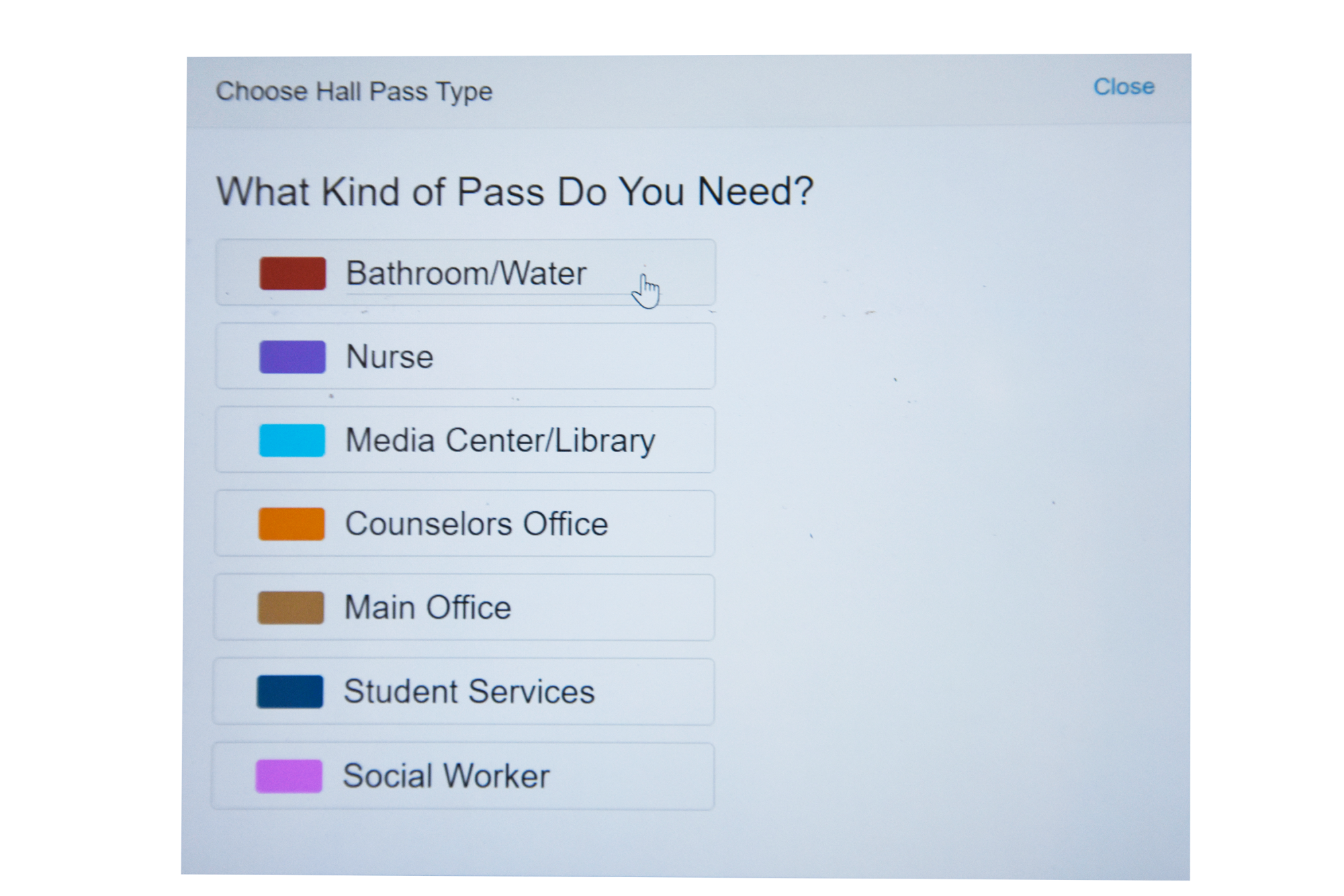A photo of the new online pass system.