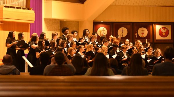 THE MORE THE MERRIER The Munster Choir sang their Winter Dreams performance at the St. Thomas More Catholic Church on Dec. 8. Having showcased their talents at St. Thomas More Catholic Church with guest instrumentalists from the Northwest Indiana Symphony, the Chorale looks forward to bringing the holiday cheer to the Munster stage on Dec. 16. “It’s such a great feeling to go caroling during the season. When you watch Christmas movies that have a choir’s caroling, you know how it feels. It’s a really magical experience,” junior Jovi Savaglio said.